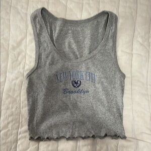 Gray Tank Top with Blue New York City Print